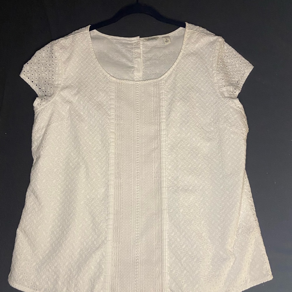 LL Bean white Lacey top